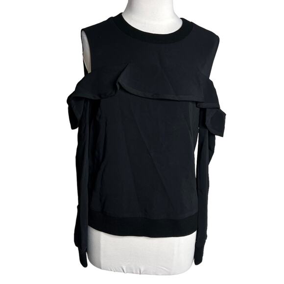 A.L.C. Lindsey Cold Shoulder Top black ruffle sz 8 ALC - Picture 4 of 9